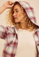 Hooded Cabin Plaid Button Front Shirt, C1524, small