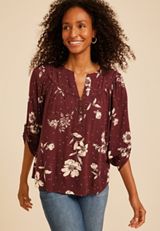 Floral Dot Henley Blouse, C6274, small