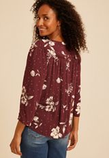 Floral Dot Henley Blouse, C6274, small