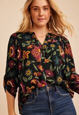 Floral Henley Blouse, C1756, small