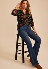 Floral Henley Blouse, C1756, small