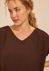 Dolman Short Sleeve Blouse, COFFEE BEAN, small