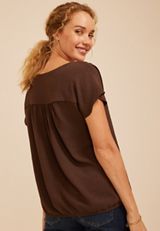 Dolman Short Sleeve Blouse, COFFEE BEAN, small