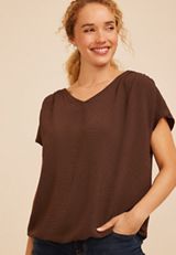 Dolman Short Sleeve Blouse, COFFEE BEAN, small