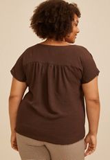 Plus Size Dolman Short Sleeve Blouse, COFFEE BEAN, small