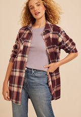 Wilder Plaid Fleece Shacket, C97, small