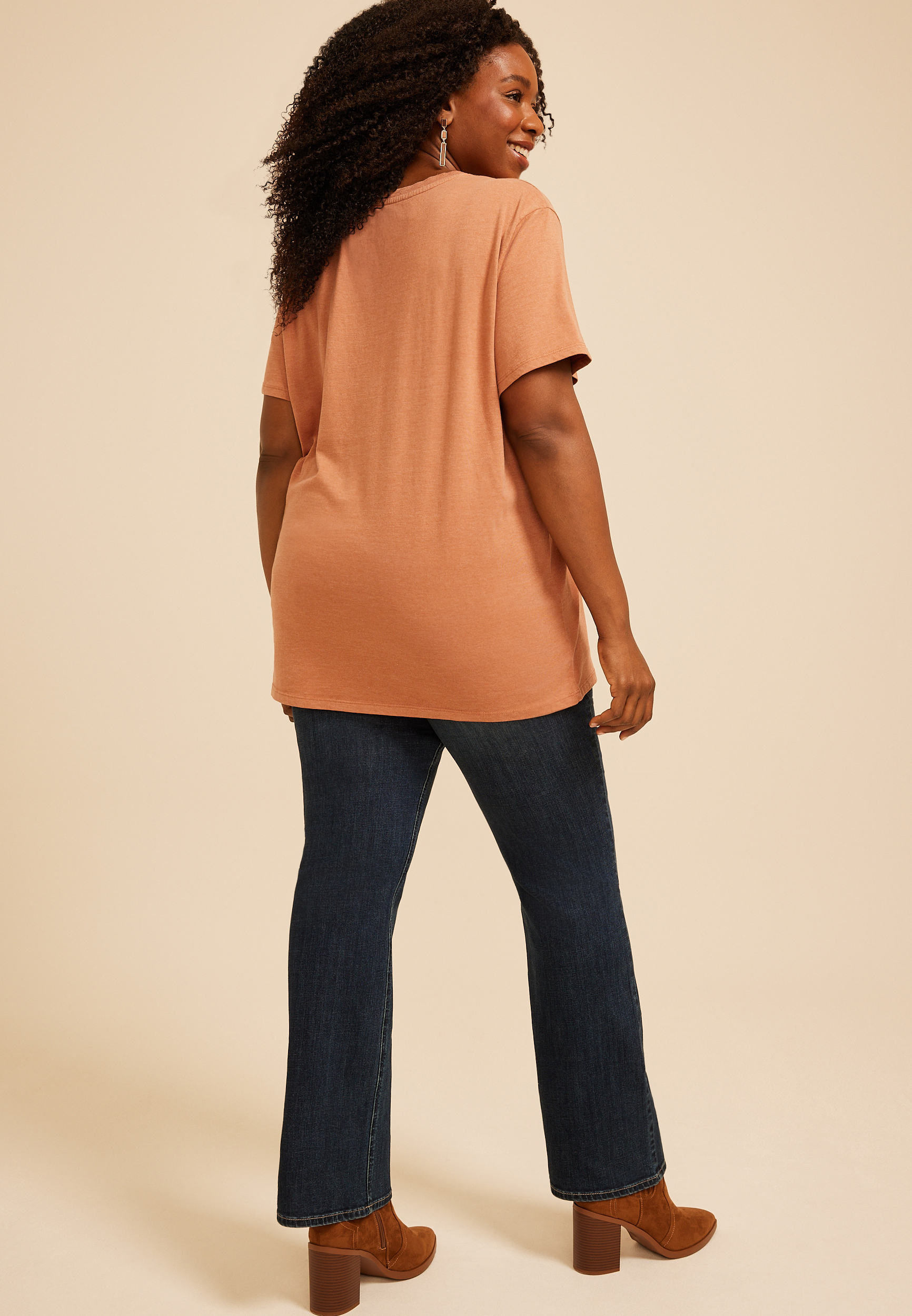 Plus Size Fall Stamp Oversized Fit Graphic Tee, C8664, large