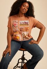 Plus Size Fall Stamp Oversized Fit Graphic Tee, C8664, small