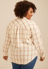 Plus Size Cabin Plaid Button Down Shirt, C4563, small