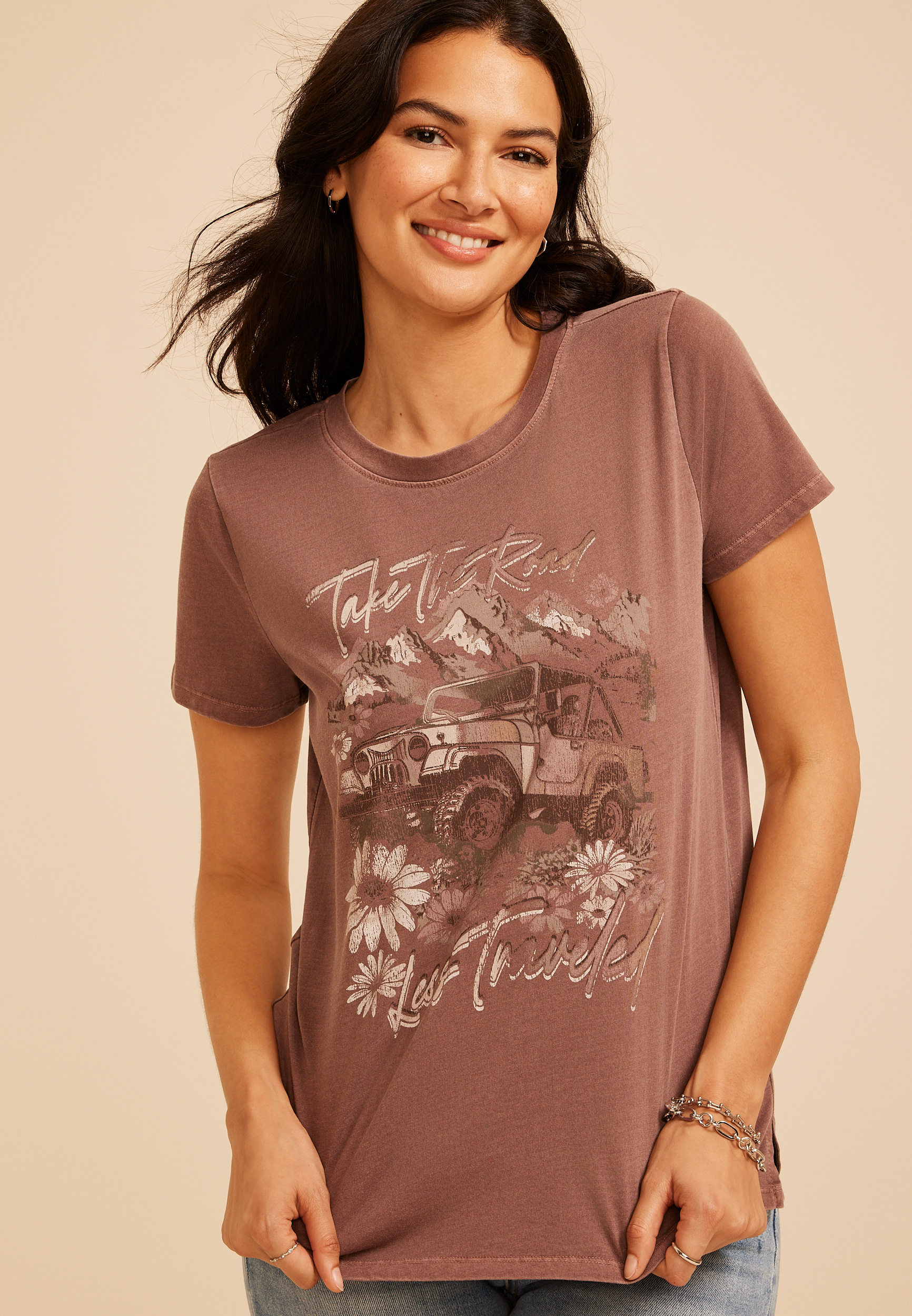 Take The Road Less Traveled Classic Fit Graphic Tee, C9902, large