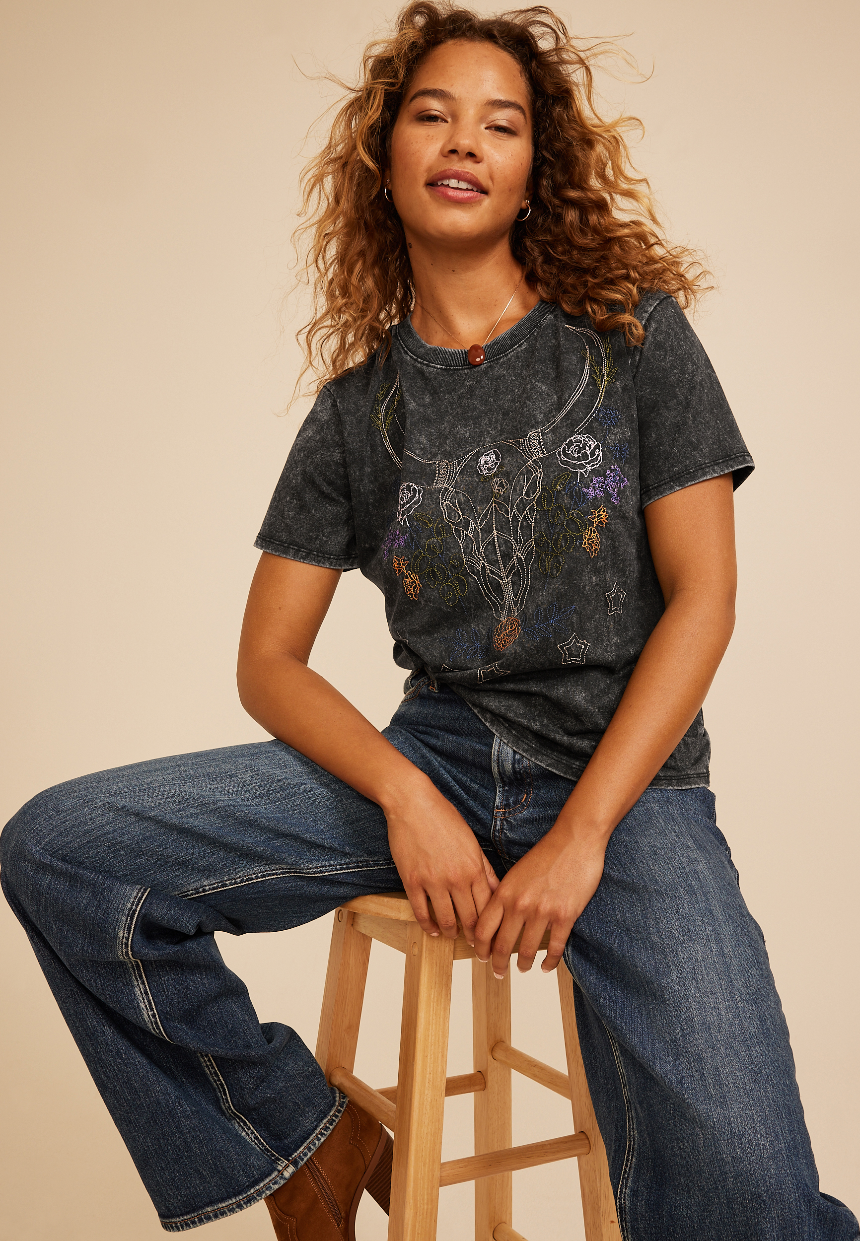 Longhorn Vintage Fit Graphic Tee, C106, large