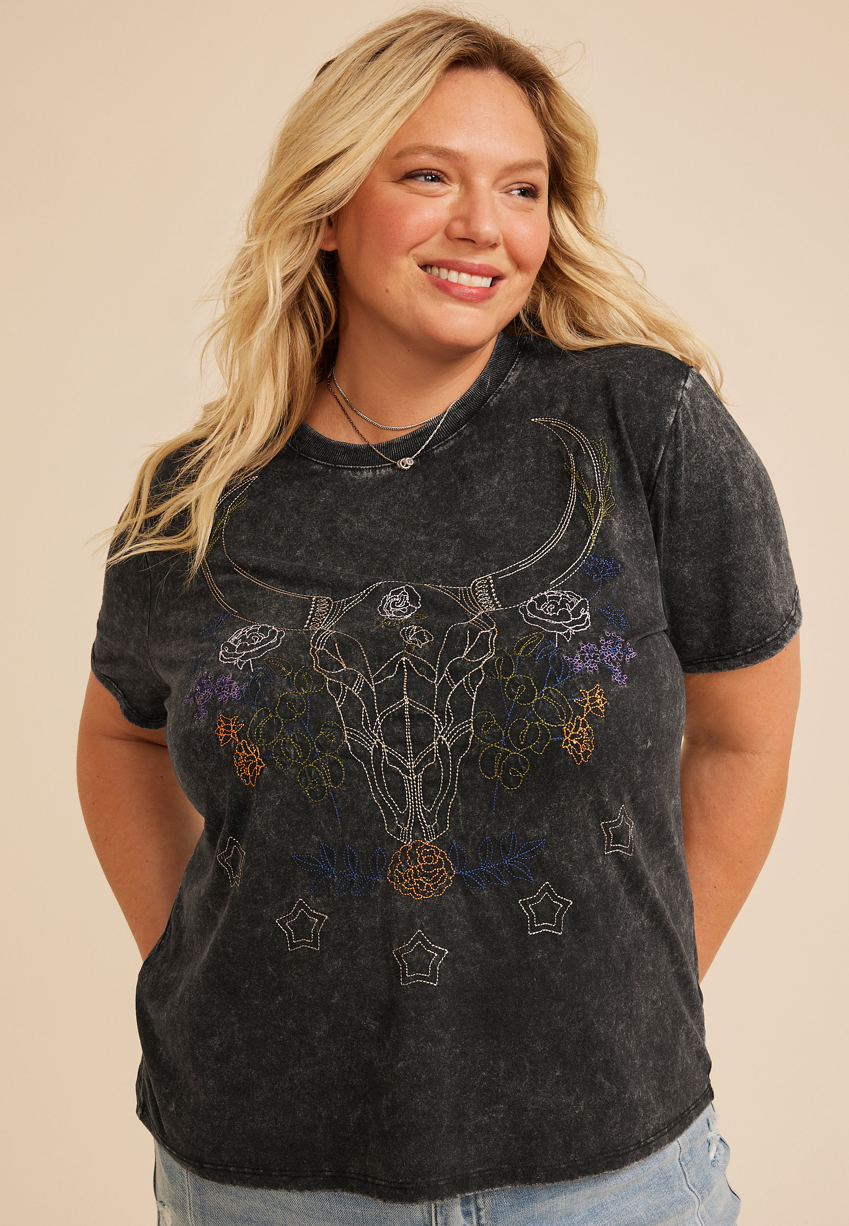 Plus Size Longhorn Vintage Fit Graphic Tee, C106, large