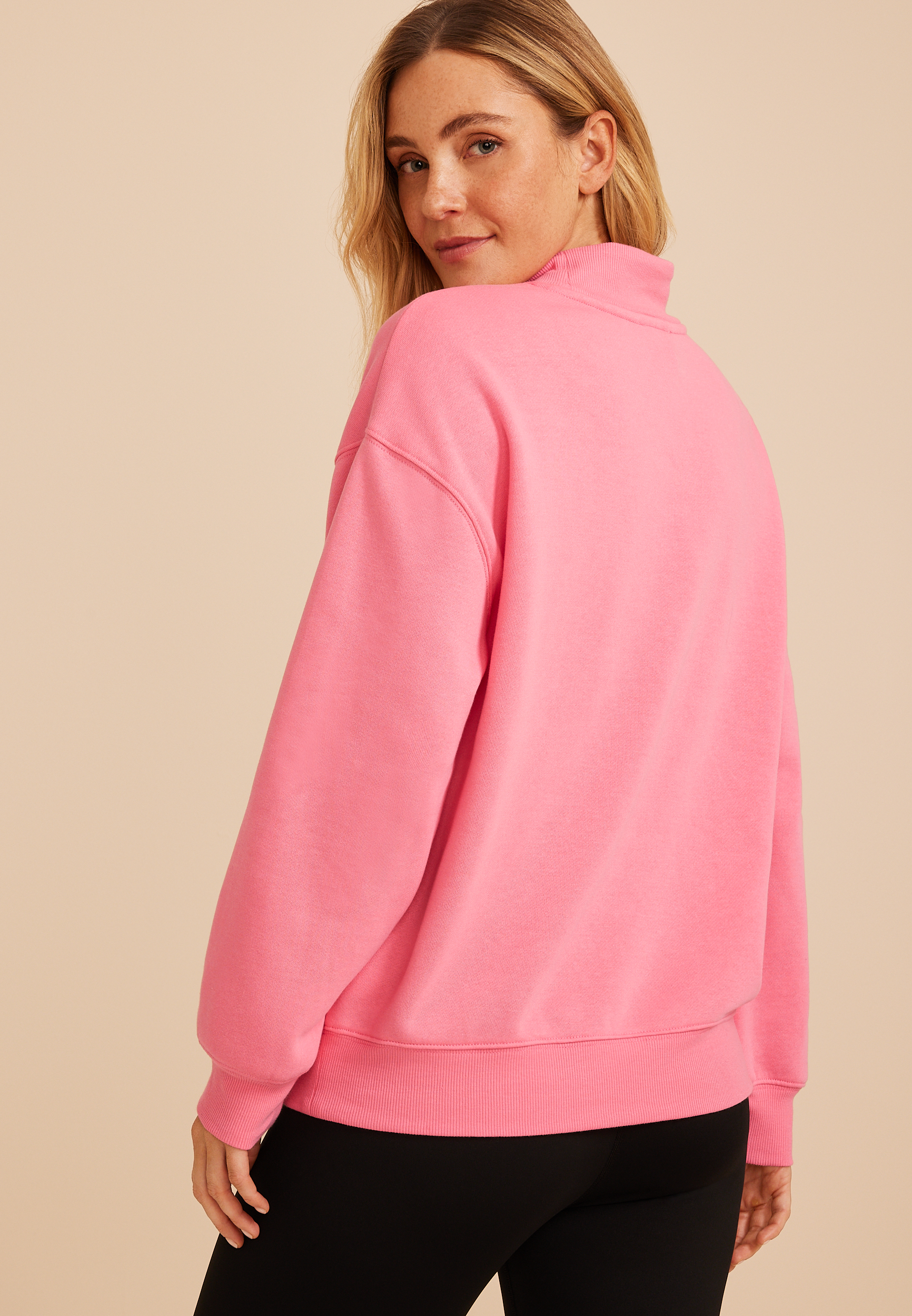 Pink Hope Mock Neck Sweatshirt, C9137, large