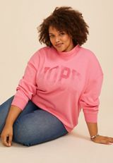 Pink Hope Mock Neck Sweatshirt, C9137, small