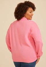 Pink Hope Mock Neck Sweatshirt, C9137, small