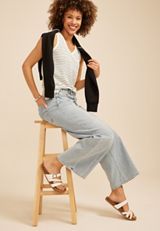 Striped Jacquard V Neck Tank Top, GARDENIA COMBO, small
