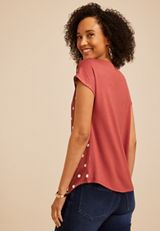 Polka Dot Satin Front Blouse, C5729, small