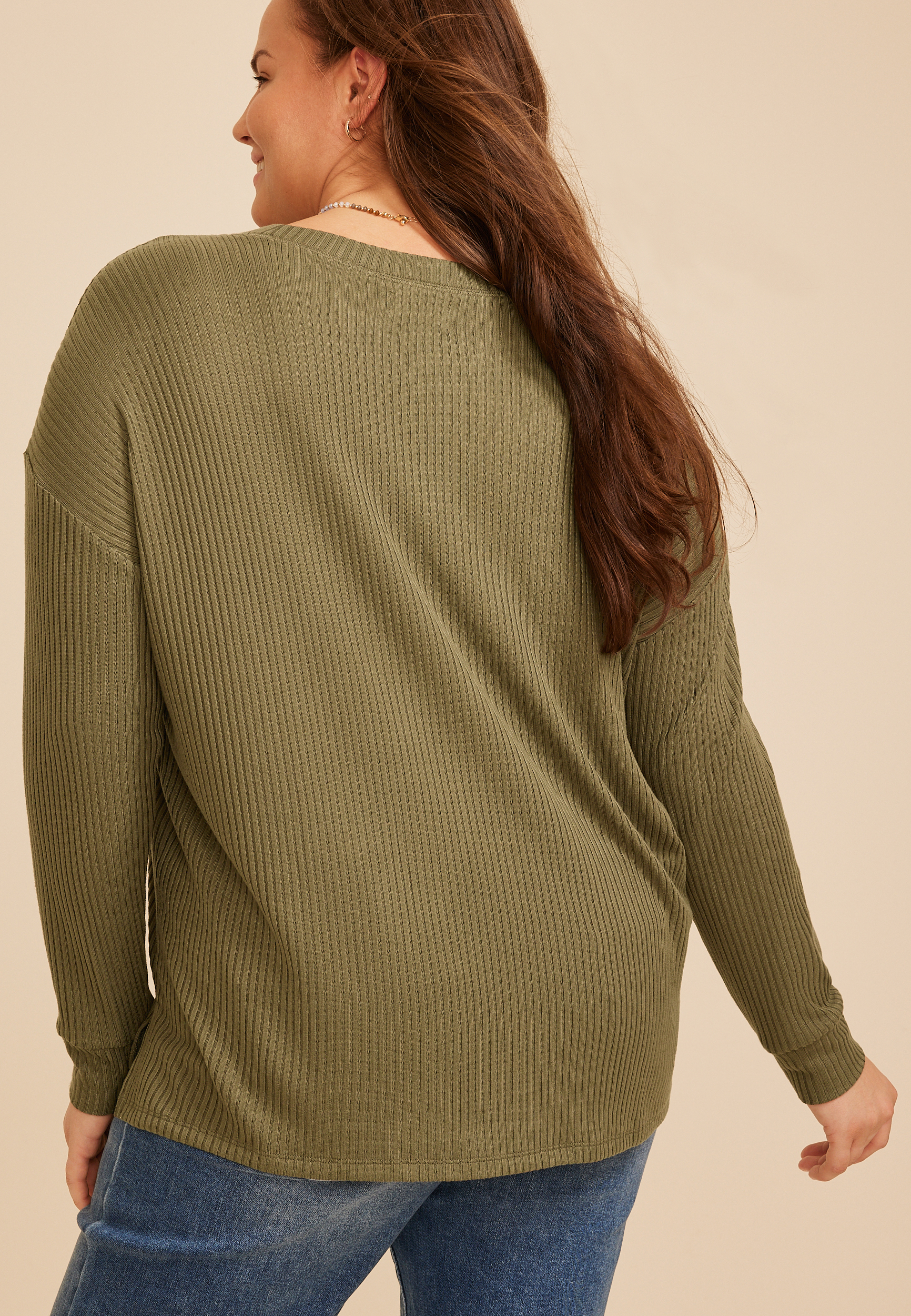 Plus Size 24/7 Cozy Rib Long Sleeve Top, C3142, large