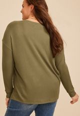 Plus Size 24/7 Cozy Rib Long Sleeve Top, C3142, small