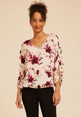 Floral Cinched Sleeve Blouse, C1677, small