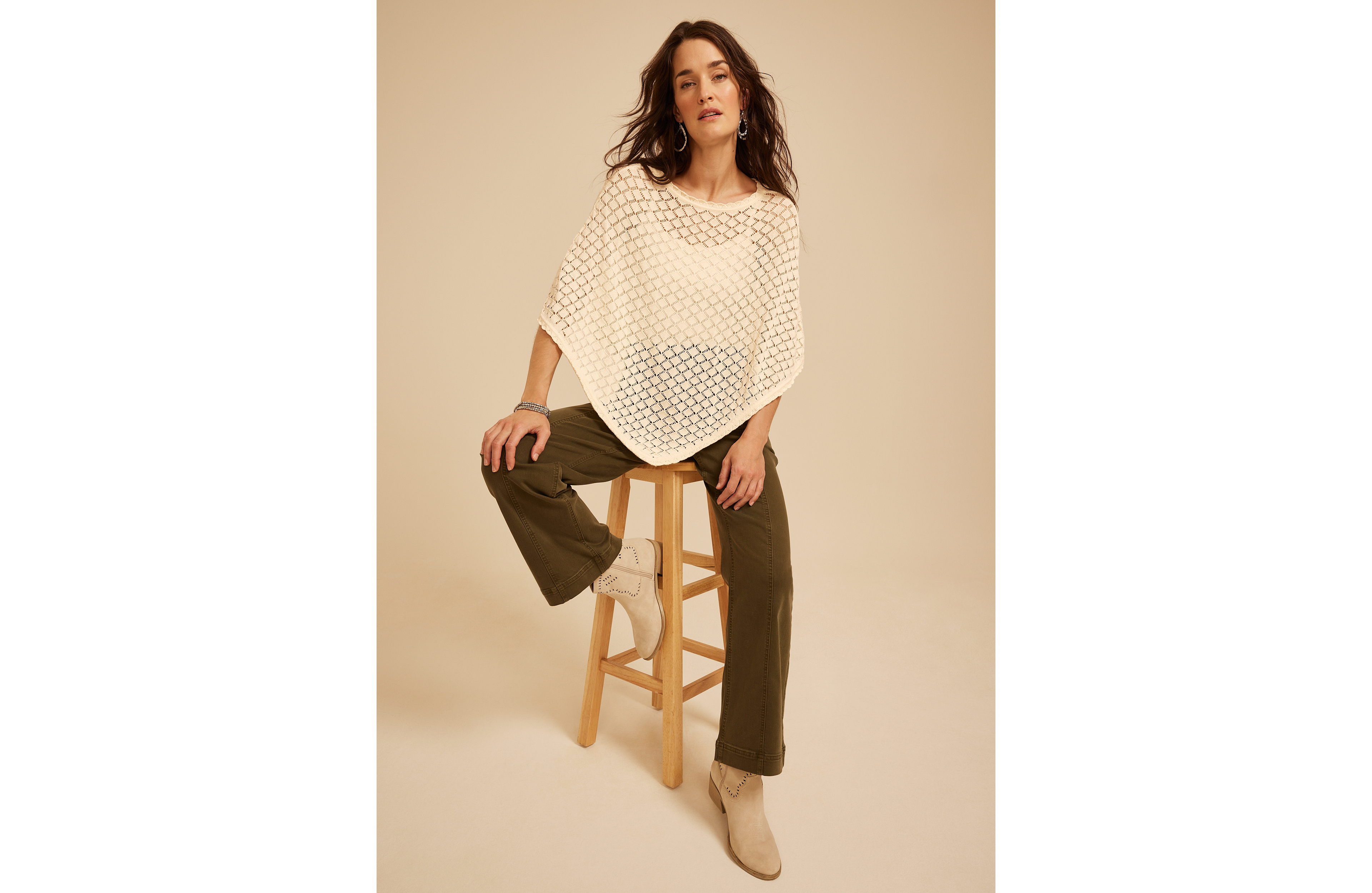 Pointelle Sweater Poncho