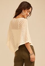 Pointelle Sweater Poncho, C8232, small