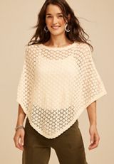 Pointelle Sweater Poncho, C8232, small