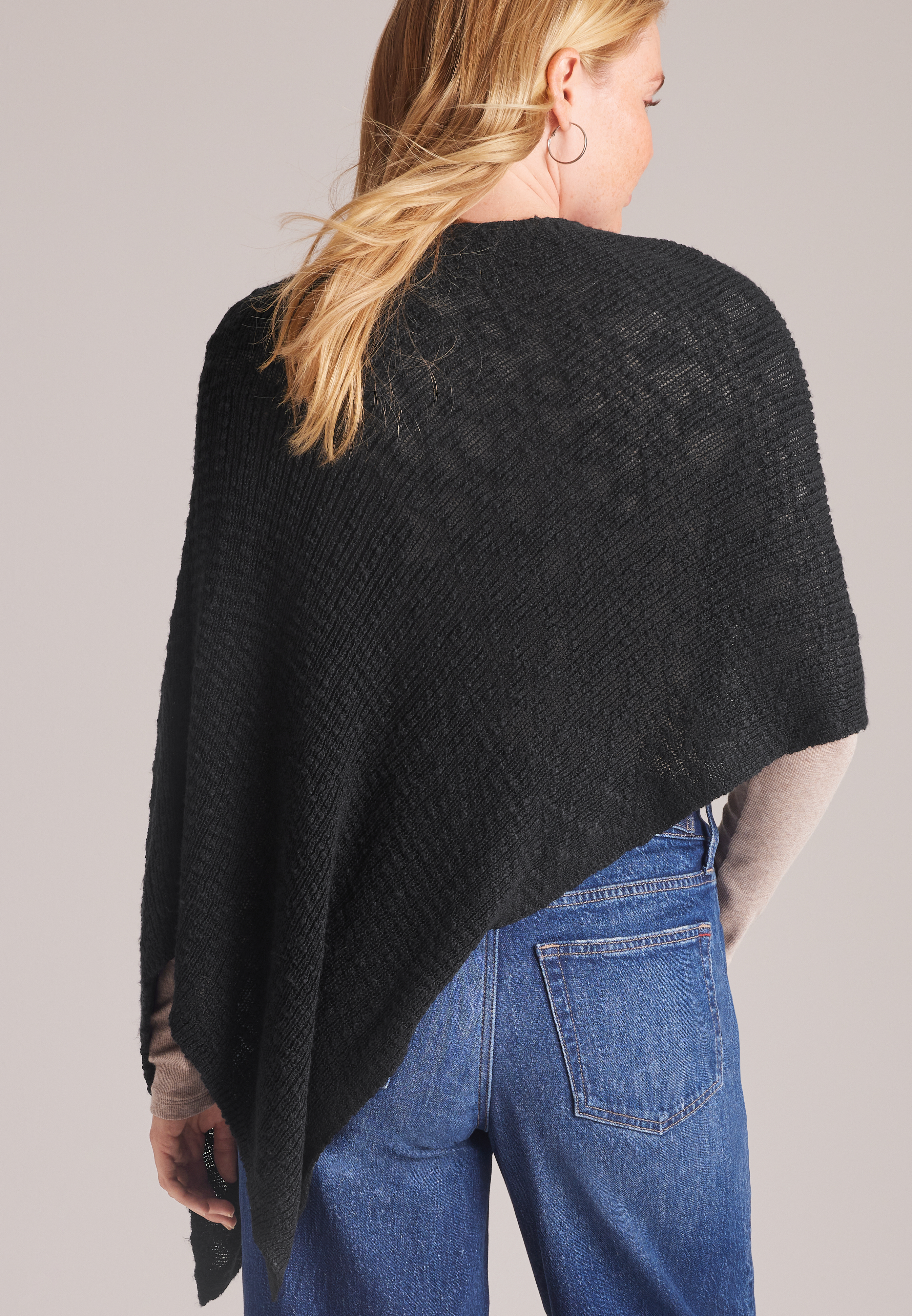 Off Shoulder Asymmetrical Sweater Poncho, C106, large