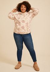 Plus Size Floral Print Hoodie, C1008, small