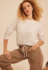 Haven Waffle Stripe Crew Neck Top, C4563, small