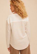 Haven Waffle Stripe Crew Neck Top, C4563, small