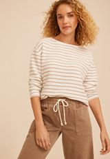 Haven Waffle Stripe Crew Neck Top, C4563, small
