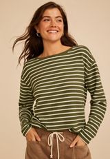 Haven Waffle Stripe Crew Neck Top, C9162, small
