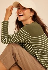 Haven Waffle Stripe Crew Neck Top, C9162, small
