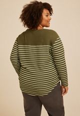 Plus Size Haven Waffle Stripe Crew Neck Top, C9162, small