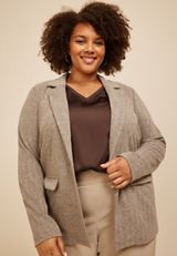Plus Size Herringbone Blazer, C3681, small