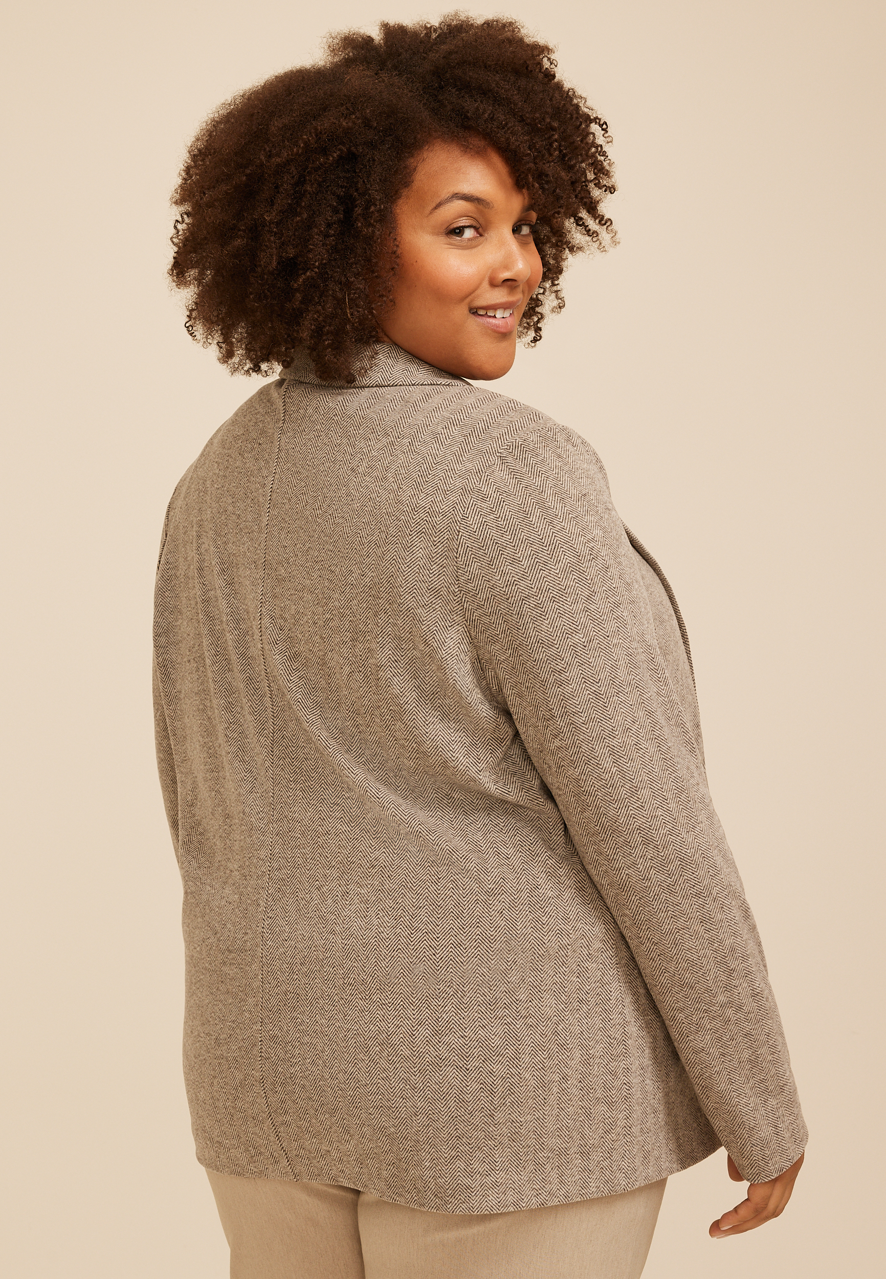 Plus Size Herringbone Blazer, C3681, large