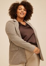 Plus Size Herringbone Blazer, C3681, small