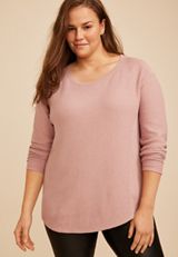 Plus Size Haven Waffle Crew Neck Top, C6135, small