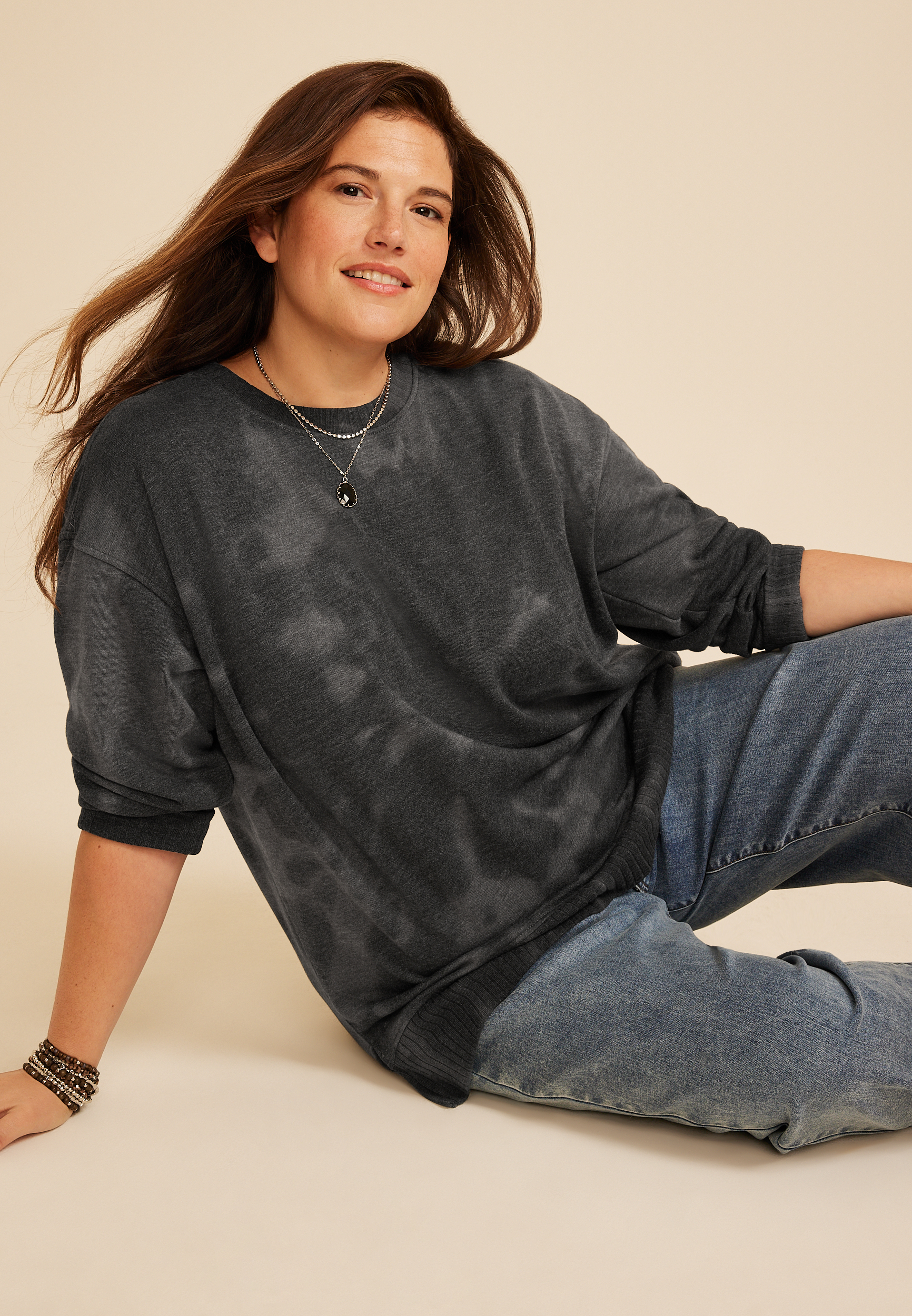 Plus Size Willowsoft Tie Dye Sweatshirt, C4033, large