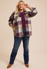 Plus Size Wilder Plaid Fleece Shacket, C1524, small