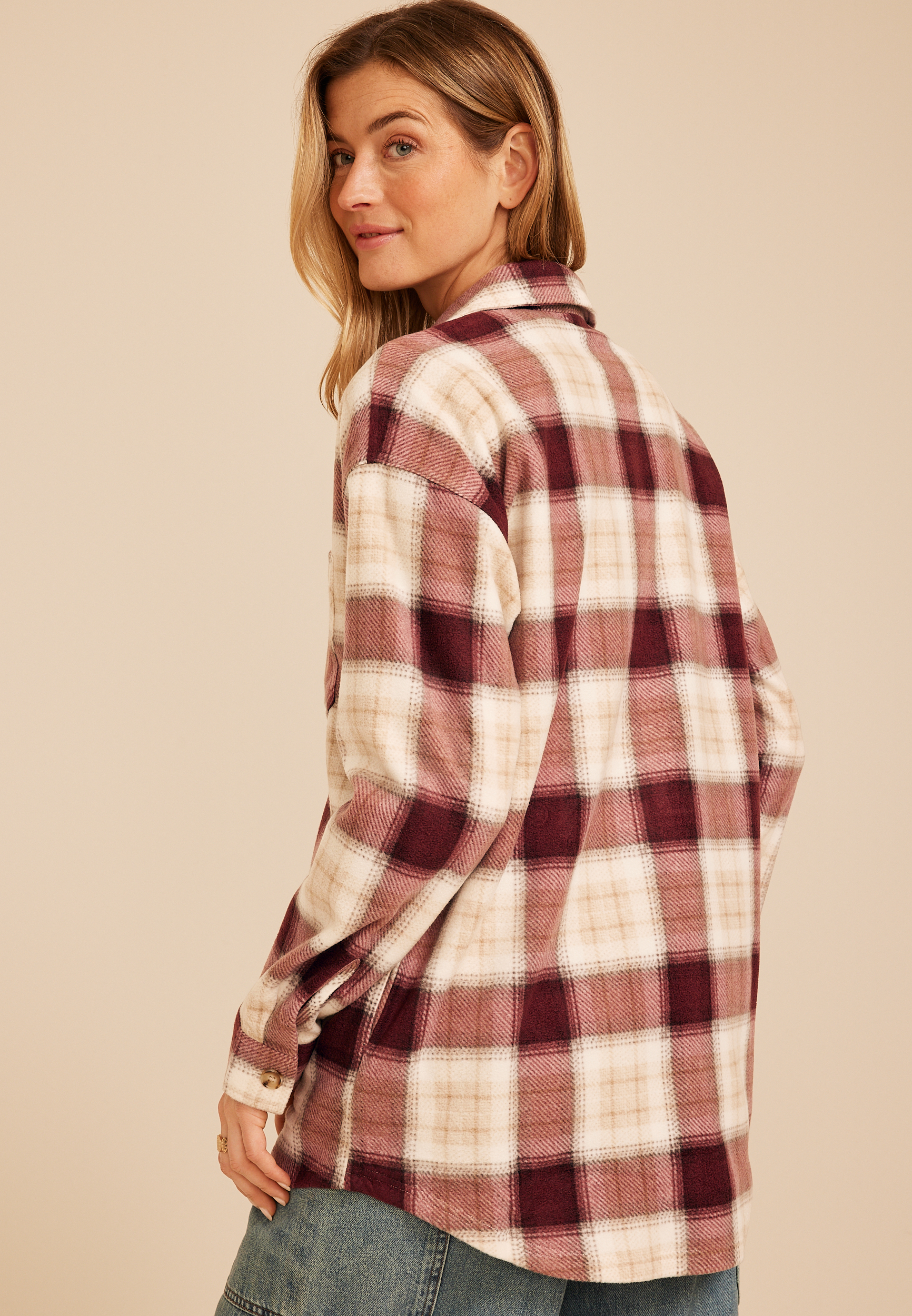 Wilder Plaid Fleece Shacket, C392, large