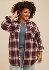 Plus Size Wilder Plaid Fleece Shacket, C97, small