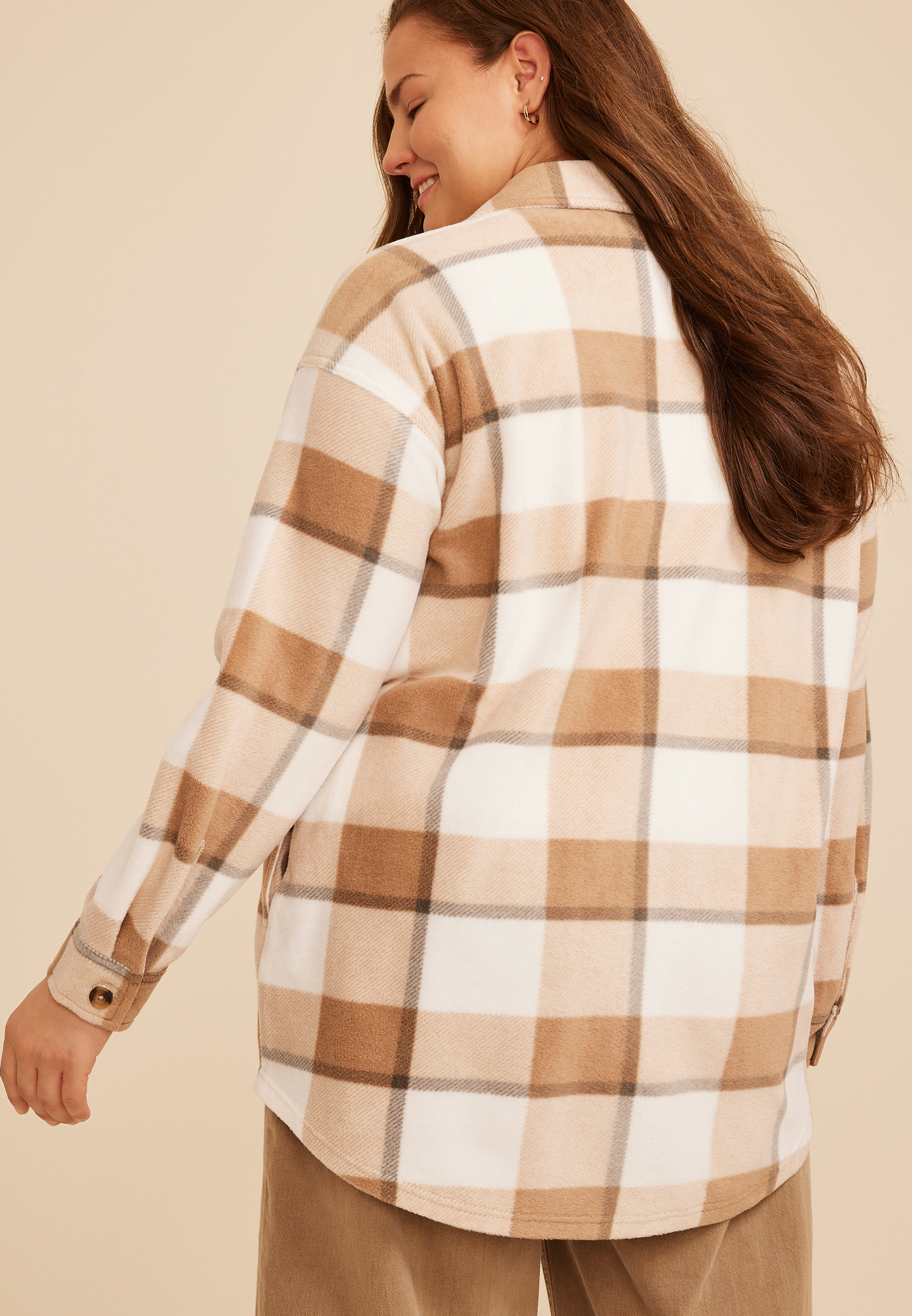 Plus Size Wilder Plaid Fleece Shacket | maurices