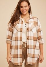 Plus Size Wilder Plaid Fleece Shacket, C1265, small