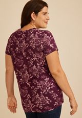 Plus Size 24/7 Kennedy Floral Crew Neck Tee, C9028, small