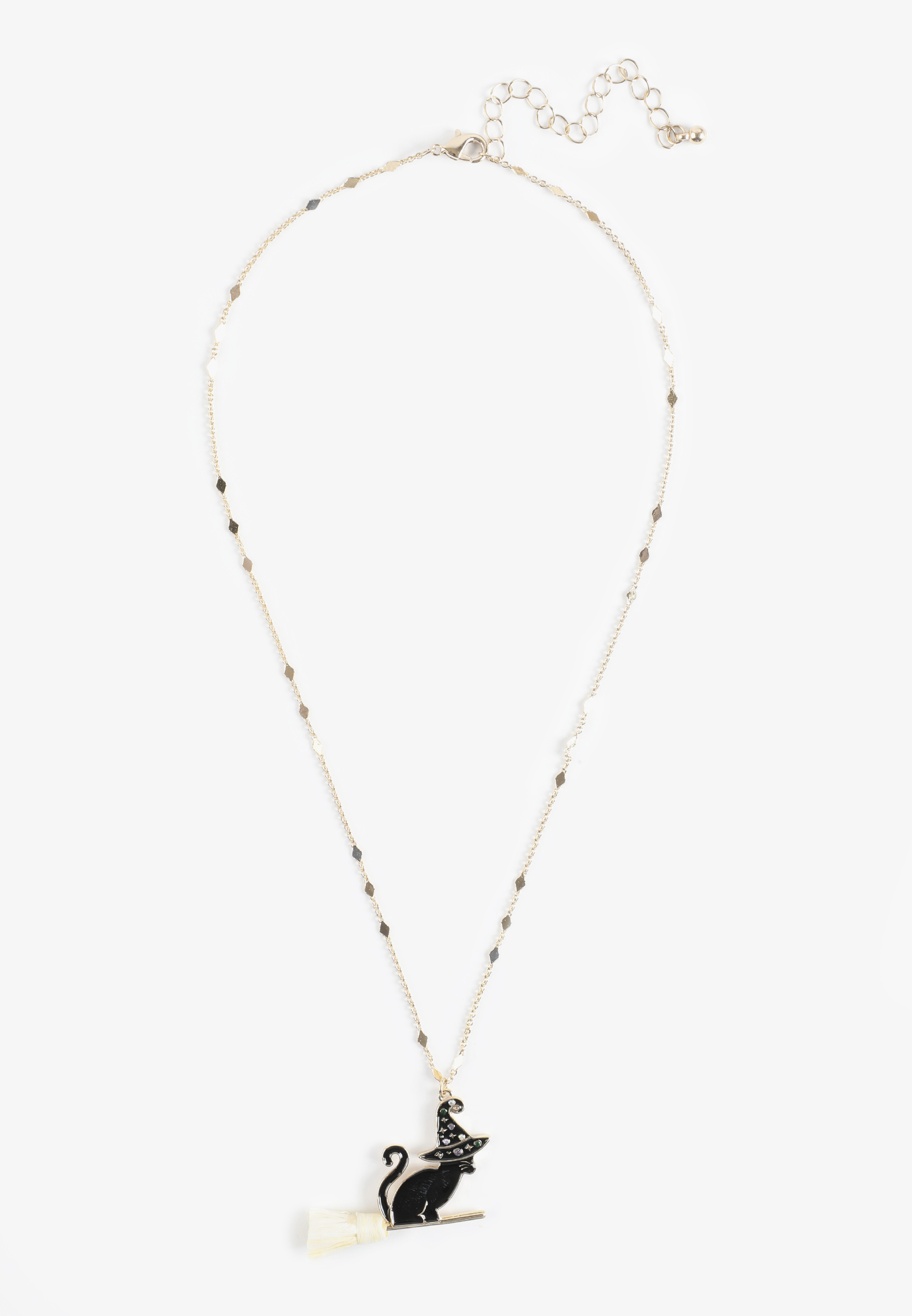 Black Cat Witch Hat Pendant Necklace, C605, large