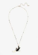 Black Cat Witch Hat Pendant Necklace, C605, small