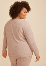 Plus Size Cozy Stripe Waffle Knit V Neck Top, C1229, small