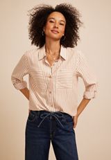 Striped Button Down Shirt, C5899, small